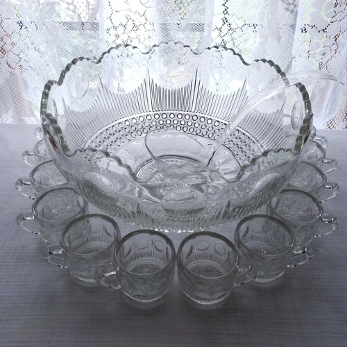 TIFFIN-FRANCISCAN Bullseye 14 Pc Punch Bowl Set