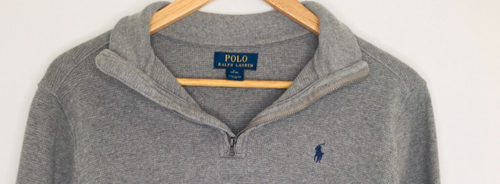 Polo Ralph Lauren Boys Quarter Zip Pullover Cotton Knit Sweater Sz L 14-16 Gray - Picture 3 of 9
