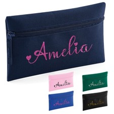 Personalised Pencil Case With Glitter Name School Equipment Pens Bag Case Gift
