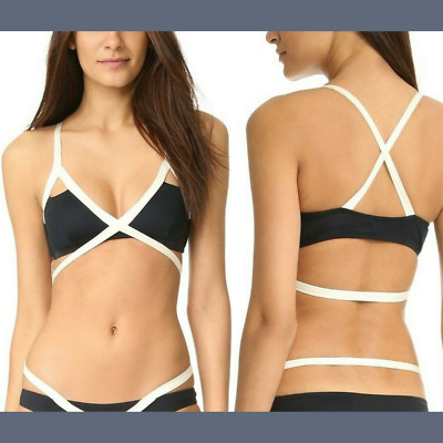 NWT $110 Vitamin A Olivia Bralette Top in Black/Ivory [SZ Large L/10 ] #H555