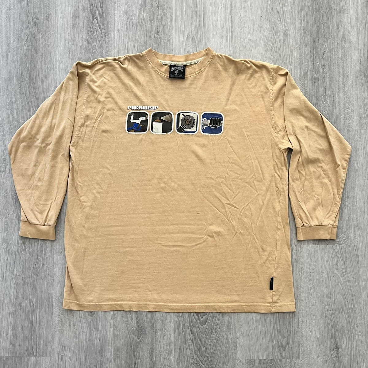 ROCAWEAR 総柄シャツ 00s Vintage 90s Rocawear DJ Dance Graffiti T-Shirt Jay-Z 2XL Hip Hop