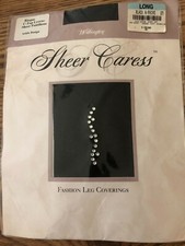 Vintage New Ladies Black Sheer Pantyhose with Rhinestones on Ankle Size Long