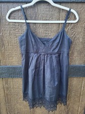 Vintage New York Co. Y2K Black Babydoll Fairy Whimsy Goth Lace Top Sz 2