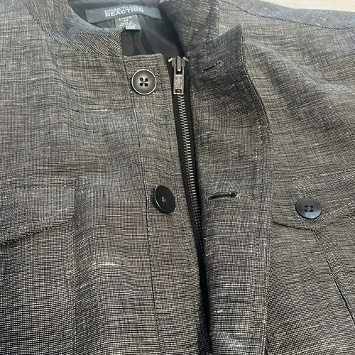 Kenneth Cole Jacket NWOT Linen Blend, Lined, Zip & Button, Gray Large 44 - Picture 8 of 13