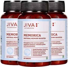3 x Jiva Ayurveda MEMORICA Tablets 120tab , Natural Memory Booster