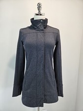 Athleta Reflection Womens Jacket XSmall Dual Zipper Ribbed Gray Thumbhole's