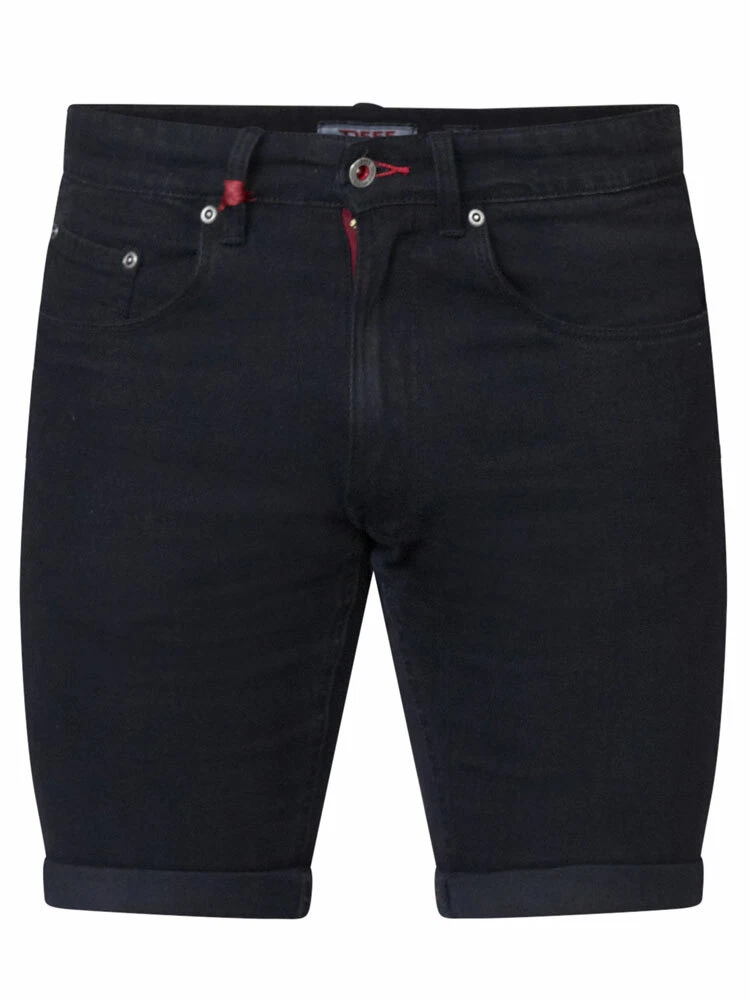 D555 Duke Mens Stretch Denim Shorts Black 30" 32" 34" 36" (200131)