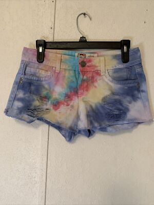 LEI Shorts Ashley Low Rise Juniors Size Colorfully Cotton Distressed 
