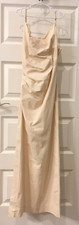 NEW ZARA WOMEN'S COTTON DRAPED MIDI DRESS ECRU SIZE XS 3161/371