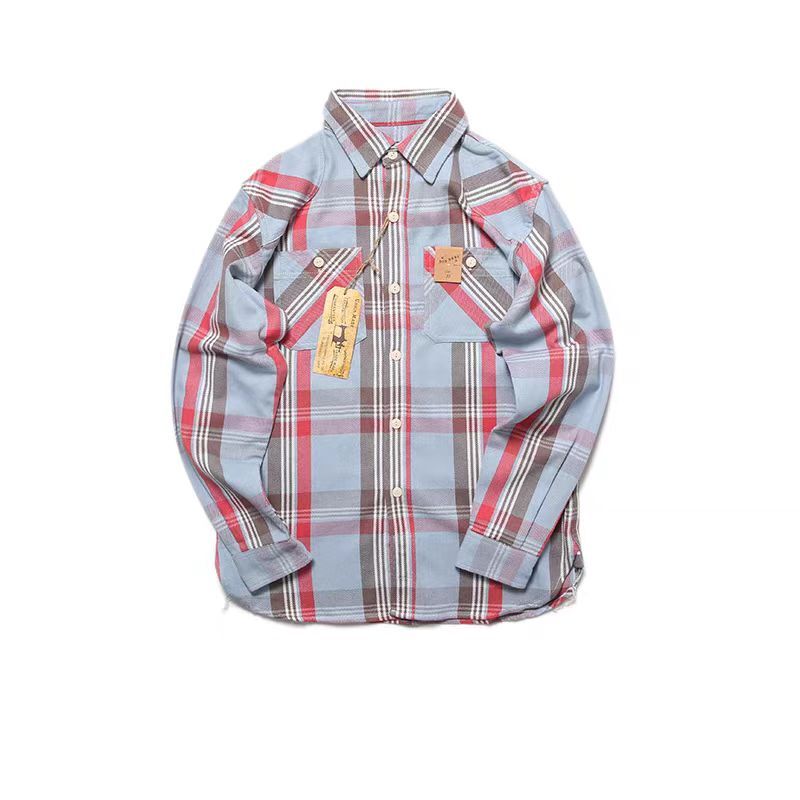 Plaid Flannel Shirt Fit Men's Button-up Long-sleeved Plaid Shirt All-match New-image