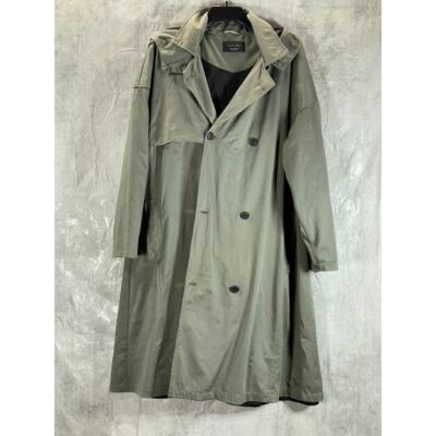 DOUBLE SHADE TRENCH COAT(－) ZARA MAN Men's Khaki Double Breasted Water Repellent Hooded Trench