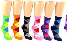 Women's Novelty Crew Socks - Argyle Prints - Size 9-11 Item casual fun cute