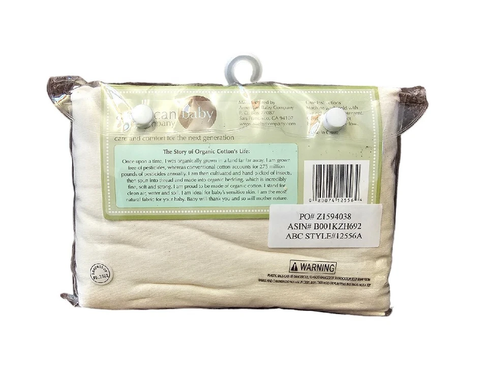 American Baby Company Pack-N-Play 床单有机棉 27 英寸 X39 英寸贴合新品 — 第 2/2 张图片