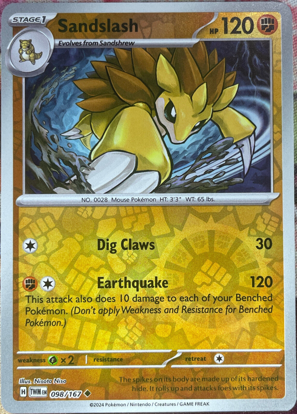 Sandslash Reverse Holo - 098/167 - Twilight Masquerade Pokemon 2024