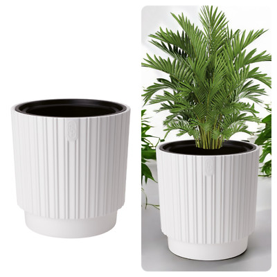 Blumenkübel Blumentopf mit Herausnehmbaren Einsatz Rund Rillen ( Weiß, XL/XXL)