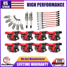 8Pack Ignition Coil+Spark Plug+Wire Set For Chevy Silverado 1500 GMC Tahoe D514A