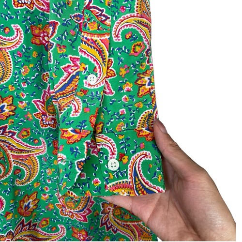 Lauren Ralph Lauren Women Green Floral Paisley Shirt Dress 100% Silk Sz 4 EUC - Picture 8 of 13