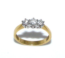 Ladies womens 18carat yellow gold & diamond trilogy engagement ring UK size N 