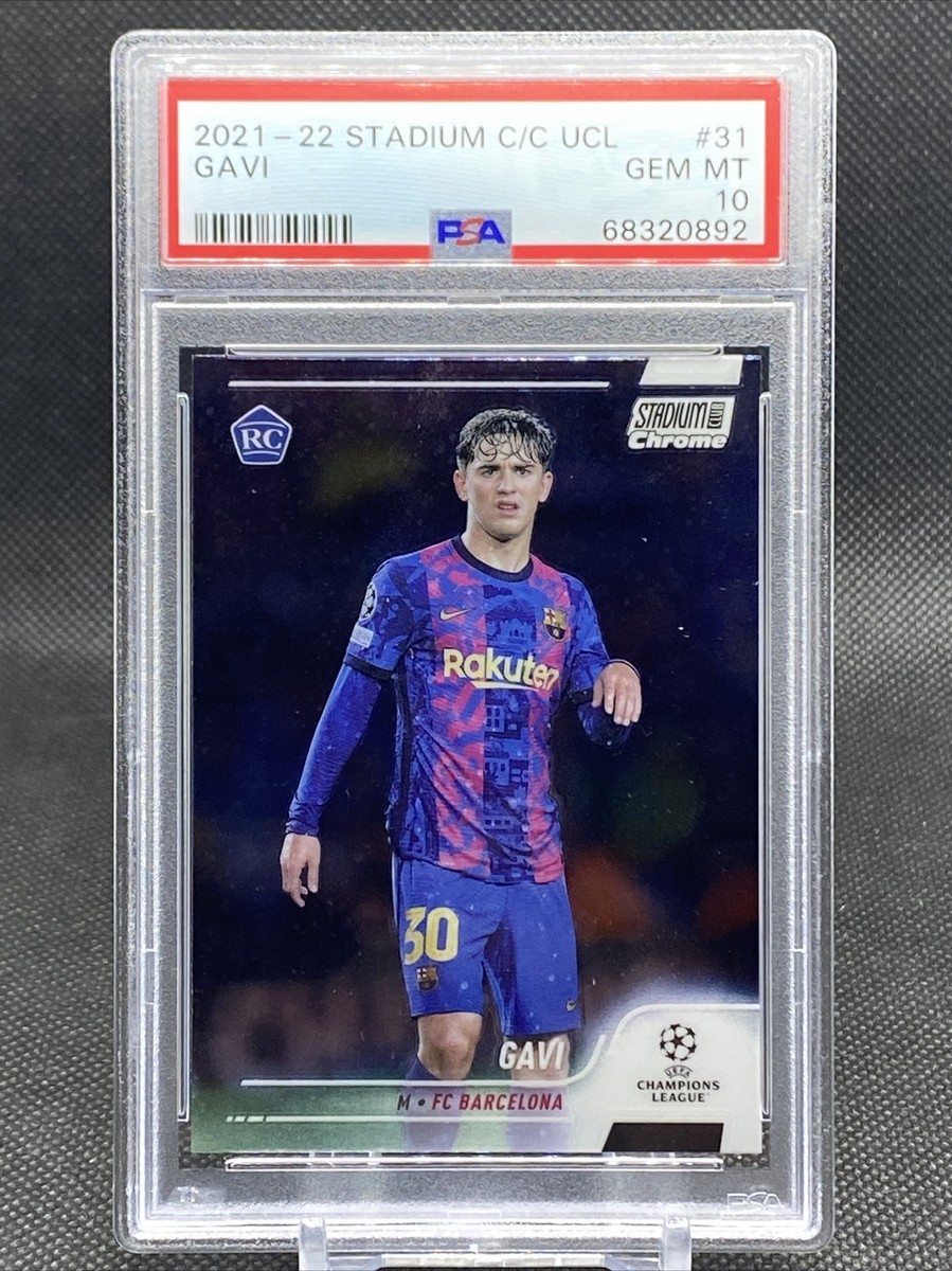 2021-22 Topps Stadium Club Chrome UCL Gavi RC #31 PSA 10 Gem