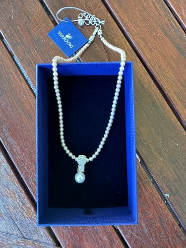 *NEW* Swarovski pearl & crystal necklace, rhodium plated - Vintage. Flawless. - Picture 3 of 5