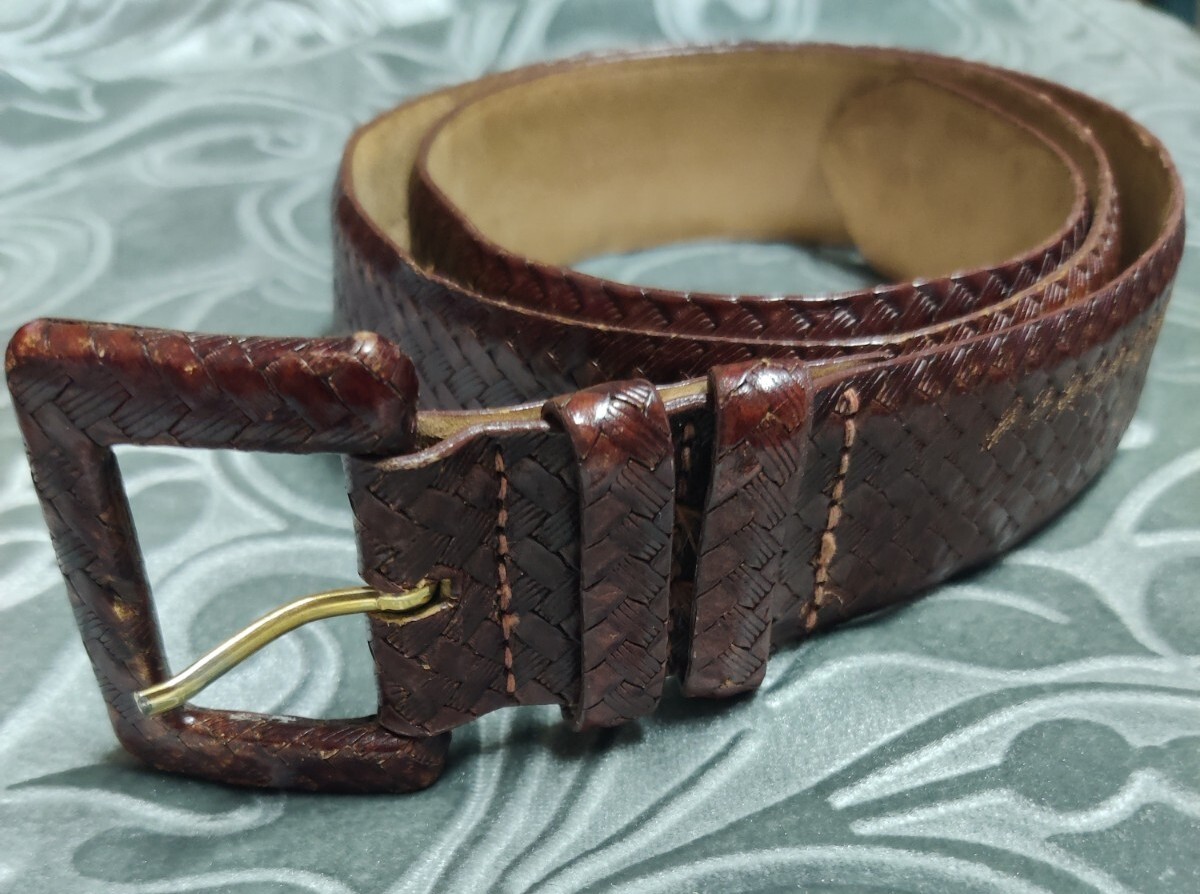 Vintage Cipriani Size L Black‎ Shiny Genuine Calfskin Belt with White Buckle Ca002 | Black Cherry Caiman Belt – Don Juan Boots main image 4