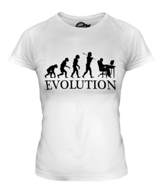 OFFICE WORKER (FEMALE) EVOLUTION LADIES T-SHIRT TEE TOP GIFT RECEPTIONIST GIFT S