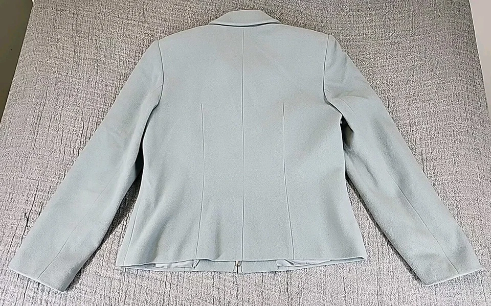 Chaqueta Esquinera Informal Para Mujer 12 Azul Blazer Lana Mezcla Cachemira Cremallera Completa Oficina Foto 4 de 4