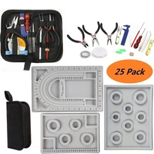 25pcs Jewelry Making Kit Pliers Beading Board Wire Repair Tools Set DIY Bracelet