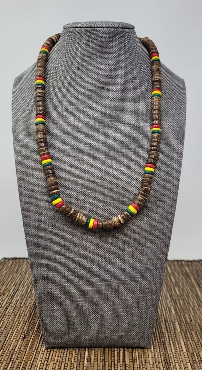 Rasta wood bead necklace hotsell
