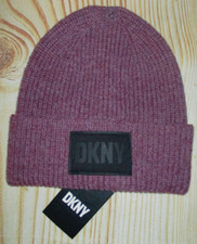 MENS DKNY HEATHER PLUM BEANIE HAT ONE SIZE