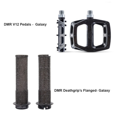DMR V12 Plattform Pedale & DMR Deathgrips MTB Downhill BMX - Galaxy Bundle