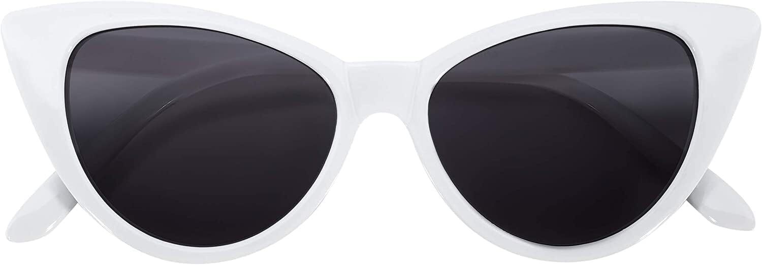 OWL Cat Eye Sunglasses for Women Vintage Retro 1950's Smoke Lens / White-image