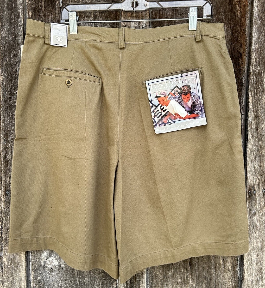 Vintage 90s Express Khaki Chino Shorts Men's (36) Alternative