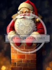 Santa in the Chimney | A4 Rice Paper | Paper for Decoupage | Decoupage Central