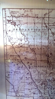 P.C.T.   Desolation Wilderness Area Map / on metal copper plate