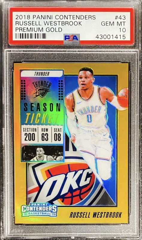 2018 Contenders Russell Westbrook Gold Prizm /10 PSA 10 POP 2 OKC Thunder