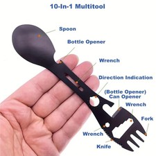 Spork Multi-function Cutlery Tool Stainless Steel Fork Spoon 10 in 1