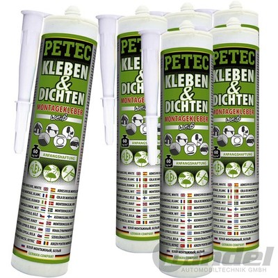 6x PETEC KLEBEN & DICHTEN 290 ML WEIß MONTAGEKLEBER GLAS METALL KLEBSTOFF KLEBE