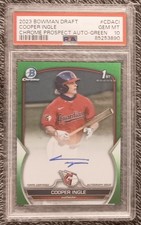 2023 Bowman Draft Chrome 1st Cooper Ingle True GREEN Auto #47/99 PSA 10 SP Topps