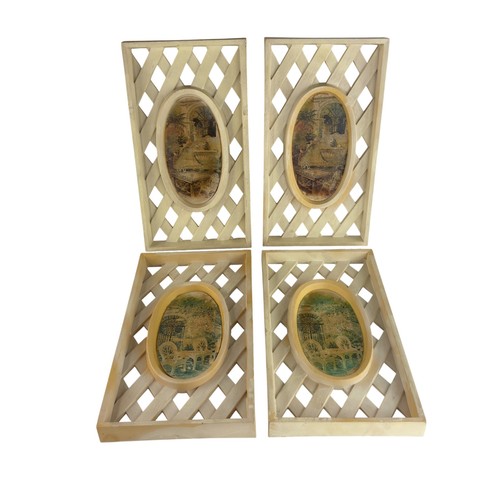 Vintage 1976 Burwood Garden Trellis Wall Plaques 2 Shabby Chic Frame Decor