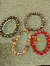 5 Glass Bead Stretchy Bracelets 1 Child 4 Adult