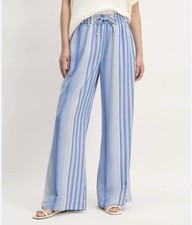 Everlane The Wide Leg Pant In Butterlite Medium Striped Pull On Elastic Waist