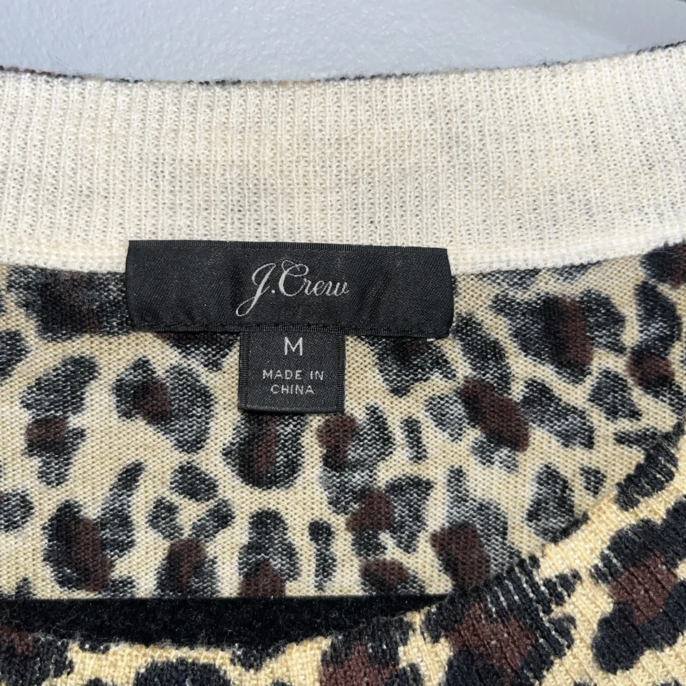 Suéter para mujer J.CREW cuello redondo 100 % lana merino manga 3/4 estampado animal talla M Foto 2 de 4