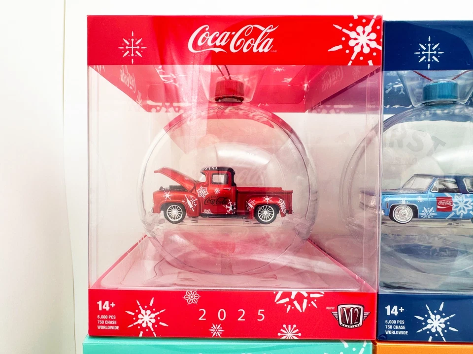 M2 Machines 2025 Coca Cola Christmas Ornament Set Of 8 Holiday Ford Chevy Buick - Image 2 of 4