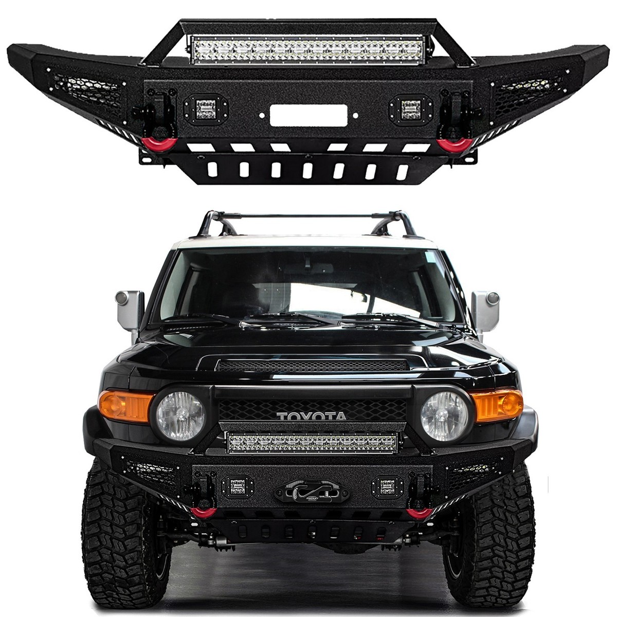 Vijay For 2007-2014 1st Gen FJ Cruiser Front Bumper w/Winch Plate