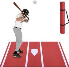 Anti-Slip Baseball Batting Mat with Home Plate & Stance Guide for Training
