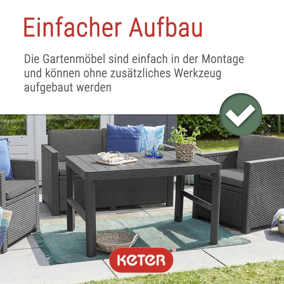 Loungeset Loungemöbel Sitzgruppe Allibert Victoria mit Tisch Lyon Rattanoptik  - Bild 4 von 4