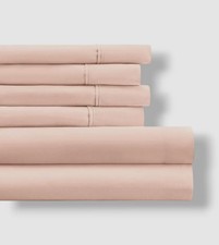 Ienjoy Home Pink Blush Solid 6-Piece Microfiber Bed Sheet Set, Queen'
