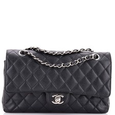 Chanel Classic Double Flap Bag Quilted Caviar Medium