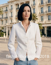 ZARA NEW WOMAN ZW PEPLUM BLAZER WITH FROG FASTENING OYSTER WHITE 7030/015/251